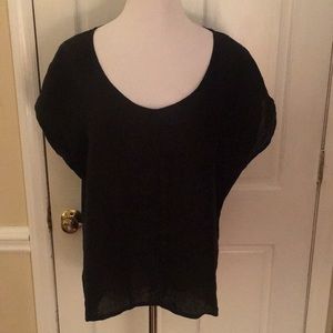 Flax 100% linen shirt black s small short sleeve